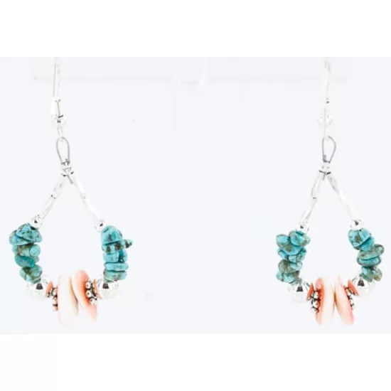 Navajo .925 Sterling Silver Hooks Natural Turquoise Spiny Oyster Native American Earrings 390815295438 Navajo .925 Sterling Silver Hooks Natural Turquoise Spiny Oyster Native American Earrings 390815295438