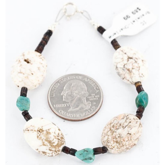Certified Authentic Navajo NATIVE .925 Sterling Silver WHITE Turquoise Native American Bracelet 371017487123
