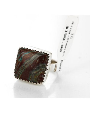 .925 SIlver Handmade Certified Authentic Navajo Natural Jasper Native American Ring  390849095832
