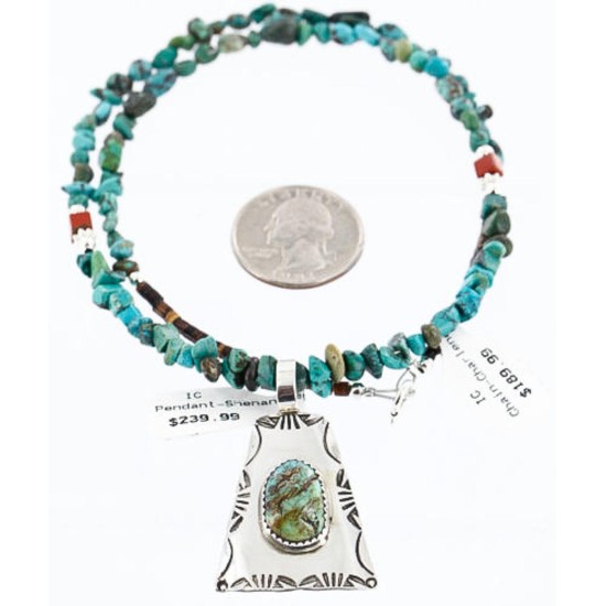 .925 SILVER Handmade Certified Authentic Navajo Turquoise Native American Necklace 371011795685