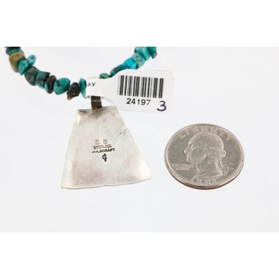 .925 SILVER Handmade Certified Authentic Navajo Turquoise Native American Necklace 371011795685