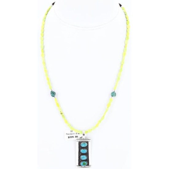 .925 SILVER Handmade Certified Authentic Navajo Turquoise Native American Necklace 390783971748