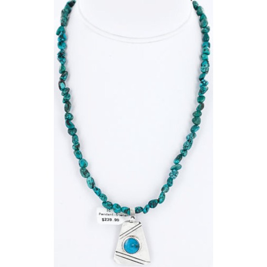 .925 SILVER Handmade Certified Authentic Navajo Turquoise Native American Necklace 390792605841