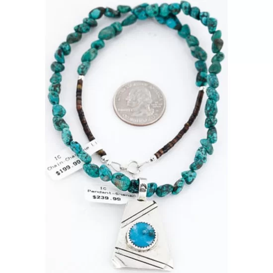 .925 Silver Handmade Navajo Turquoise Necklace 390792605841 .925 Silver Handmade Navajo Turquoise Necklace 390792605841