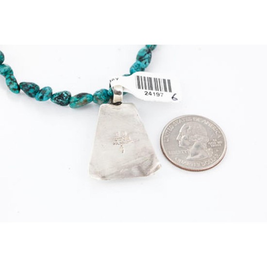 .925 SILVER Handmade Certified Authentic Navajo Turquoise Native American Necklace 390792605841