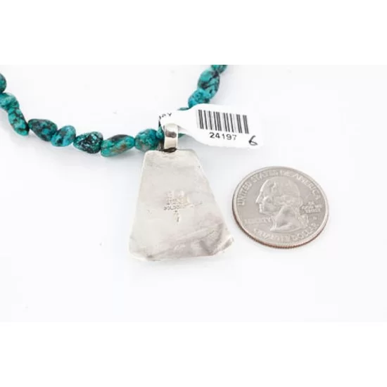 .925 Silver Handmade Navajo Turquoise Necklace 390792605841 .925 Silver Handmade Navajo Turquoise Necklace 390792605841