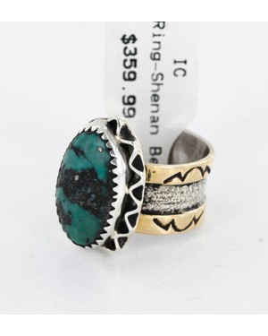 .925 Sterling Silver 12kt Gold Filled Handmade Certified Authentic Navajo Turquoise Native American Ring  371034162033