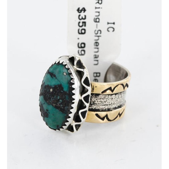 .925 Sterling Silver 12kt Gold Filled Handmade Certified Authentic Navajo Turquoise Native American Ring  371034162033