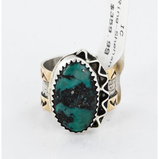 .925 Sterling Silver 12kt Gold Filled Handmade Certified Authentic Navajo Turquoise Native American Ring  371034162033