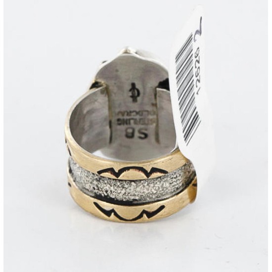 .925 Sterling Silver 12kt Gold Filled Handmade Certified Authentic Navajo Turquoise Native American Ring  371034162033
