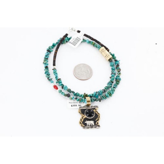 .925 Sterling Silver and 12kt Gold Filled Handmade Bear Certified Authentic Navajo Black Onyx Native American Necklace 371043431814