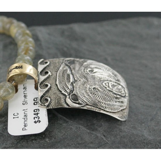 .925 Sterling Silver and 12kt Gold Filled Handmade Bear Certified Authentic Navajo Native American Necklace 390728936206