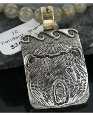 .925 Sterling Silver and 12kt Gold Filled Handmade Bear Certified Authentic Navajo Native American Necklace 390728936206