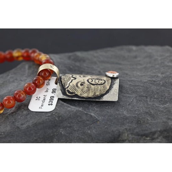 .925 Sterling Silver and 12kt Gold Filled Handmade Bear Certified Authentic Navajo Spiny Oyster Native American Necklace 370979828334
