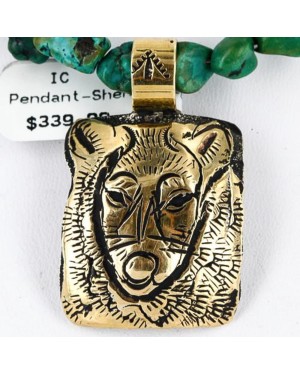 .925 Sterling Silver and 12kt Gold Filled Handmade Bear Certified Authentic Navajo Turquoise Native American Necklace 370998650748