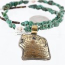 .925 Sterling Silver and 12kt Gold Filled Handmade Bear Certified Authentic Navajo Turquoise Native American Necklace 371001738223