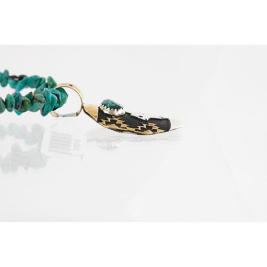 .925 Sterling Silver and 12kt Gold Filled Handmade Bear Certified Authentic Navajo Turquoise Native American Necklace 371034847371