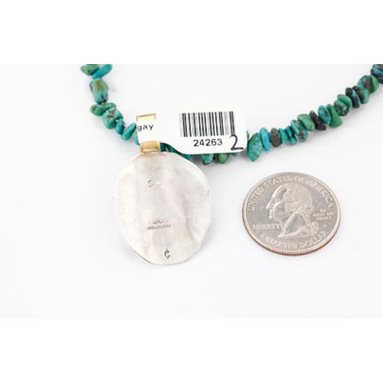 .925 Sterling Silver and 12kt Gold Filled Handmade Bear Certified Authentic Navajo Turquoise Native American Necklace 371034847371