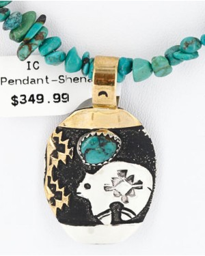 .925 Sterling Silver and 12kt Gold Filled Handmade Bear Certified Authentic Navajo Turquoise Native American Necklace 371034847371