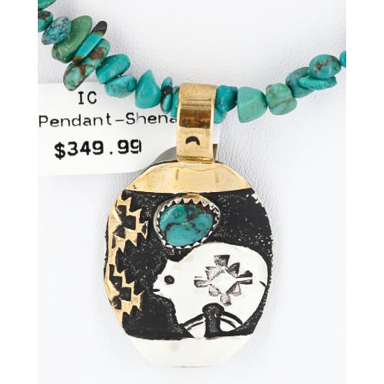 .925 Sterling Silver and 12kt Gold Filled Handmade Bear Certified Authentic Navajo Turquoise Native American Necklace 371034847371