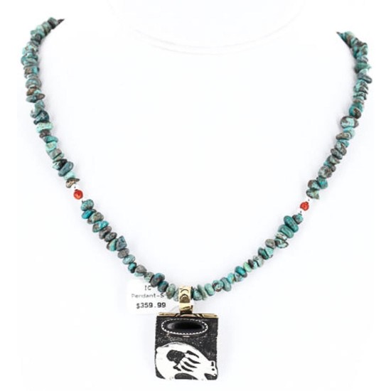 .925 Sterling Silver and 12kt Gold Filled Handmade Bear Certified Authentic Navajo Turquoise Native American Necklace 371060618375