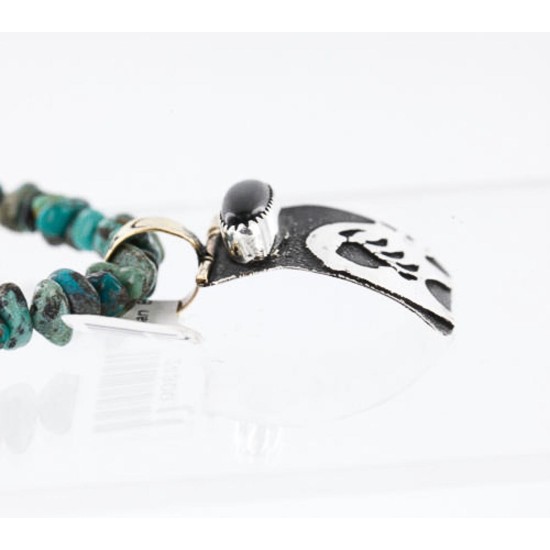 .925 Sterling Silver and 12kt Gold Filled Handmade Bear Certified Authentic Navajo Turquoise Native American Necklace 371060618375