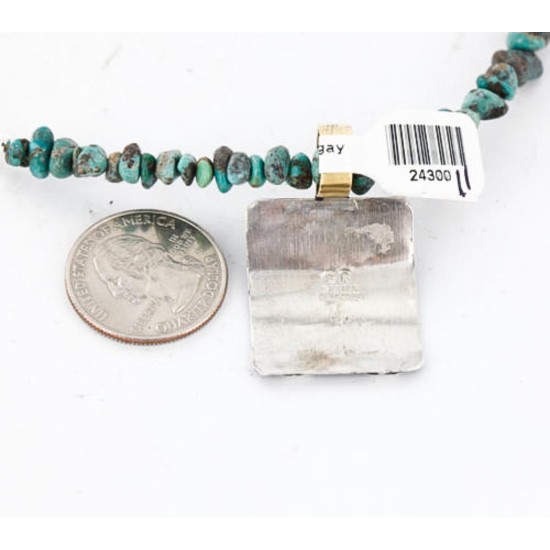 .925 Sterling Silver and 12kt Gold Filled Handmade Bear Certified Authentic Navajo Turquoise Native American Necklace 371060618375