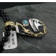 .925 Sterling Silver and 12kt Gold Filled Handmade Bear Certified Authentic Navajo Turquoise Native American Necklace 390667032578
