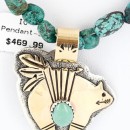 .925 Sterling Silver and 12kt Gold Filled Handmade Bear Certified Authentic Navajo Turquoise Native American Necklace 390810467880