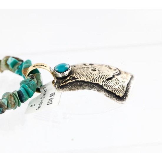 .925 Sterling Silver and 12kt Gold Filled Handmade Bear Certified Authentic Navajo Turquoise Native American Necklace 390839587498