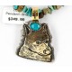 .925 Sterling Silver and 12kt Gold Filled Handmade Bear Certified Authentic Navajo Turquoise Native American Necklace 390839587498