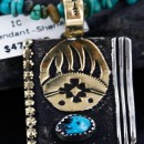 .925 Sterling Silver and 12kt Gold Filled Handmade Bear Claw Certified Authentic Navajo Turquoise Native American Necklace 370986796639