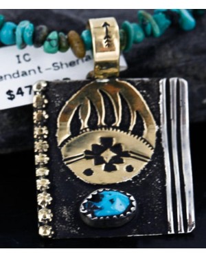 .925 Sterling Silver and 12kt Gold Filled Handmade Bear Claw Certified Authentic Navajo Turquoise Native American Necklace 370986796639