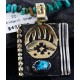 .925 Sterling Silver and 12kt Gold Filled Handmade Bear Claw Certified Authentic Navajo Turquoise Native American Necklace 370986796639