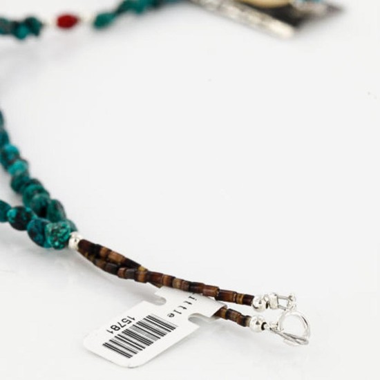 .925 Sterling Silver and 12kt Gold Filled Handmade Bear Claw Certified Authentic Navajo Turquoise Native American Necklace 390743747087