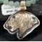.925 Sterling Silver and 12kt Gold Filled Handmade Bear Face Certified Authentic Navajo Turquoise Native American Necklace 390738144020