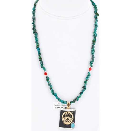 .925 Sterling Silver and 12kt Gold Filled Handmade Bear PAW Certified Authentic Navajo Turquoise Native American Necklace 371018717195