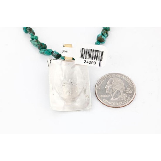 .925 Sterling Silver and 12kt Gold Filled Handmade Bear PAW Certified Authentic Navajo Turquoise Native American Necklace 371018717195