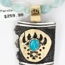 .925 Sterling Silver and 12kt Gold Filled Handmade BEAR PAW Navajo Turquoise Native American Necklace 390783785794