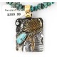 .925 Sterling Silver and 12kt Gold Filled Handmade Certified Authentic Chief Head Navajo Turquoise Native American Necklace 371058158231
