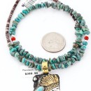.925 Sterling Silver and 12kt Gold Filled Handmade Certified Authentic Chief Head Navajo Turquoise Native American Necklace 371058158231