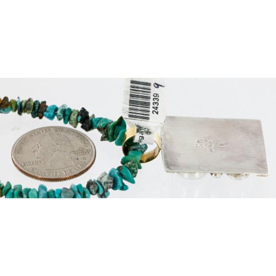 .925 Sterling Silver and 12kt Gold Filled HANDMADE Certified Authentic Multicolor Navajo Turquoise, Malachite and Onyx Native American Necklace 371103193640