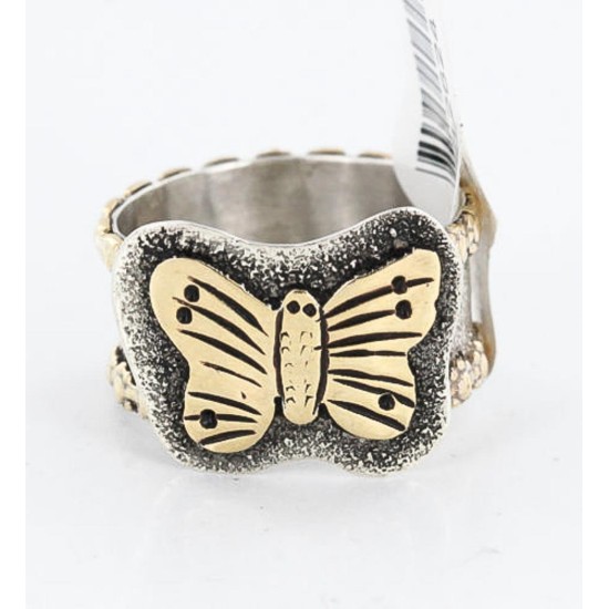 .925 Sterling Silver and 12kt Gold Filled Handmade Certified Authentic Navajo Butterfly Native American Ring  371034801737