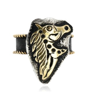 .925 Sterling Silver and 12kt Gold Filled Handmade Certified Authentic Navajo Horse Native American Ring  87657897