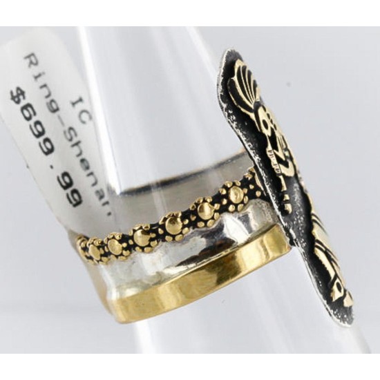 .925 Sterling Silver and 12kt Gold Filled Handmade Certified Authentic Navajo KOKOPELLI Native American Ring  390858345053