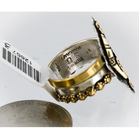 .925 Sterling Silver and 12kt Gold Filled Handmade Certified Authentic Navajo KOKOPELLI Native American Ring  390858345053