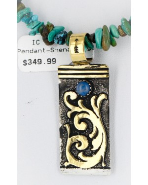 .925 Sterling Silver and 12kt Gold Filled Handmade Certified Authentic Navajo Lapis and Turquoise Native American Necklace 390858421929