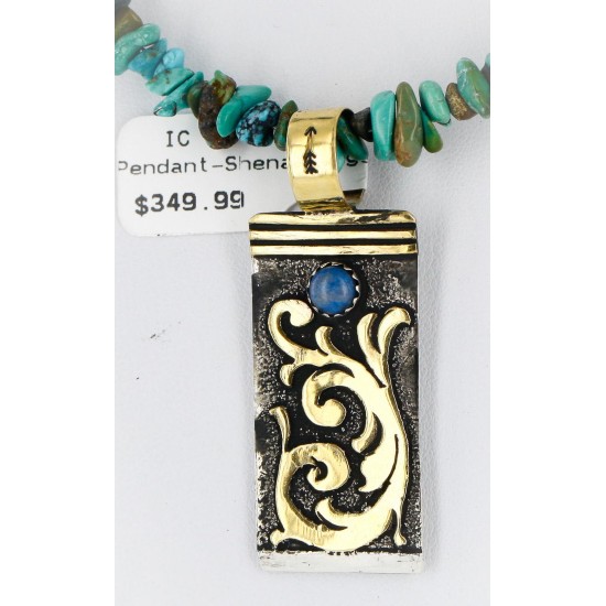 .925 Sterling Silver and 12kt Gold Filled Handmade Certified Authentic Navajo Lapis and Turquoise Native American Necklace 390858421929