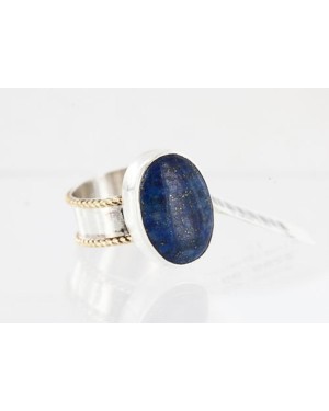 .925 Sterling Silver and 12kt Gold Filled Handmade Certified Authentic Navajo LAPIS Native American Ring  371008762970