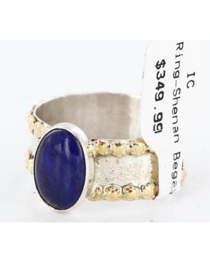 .925 Sterling Silver and 12kt Gold Filled Handmade Certified Authentic Navajo LAPIS Native American Ring  371018570058
